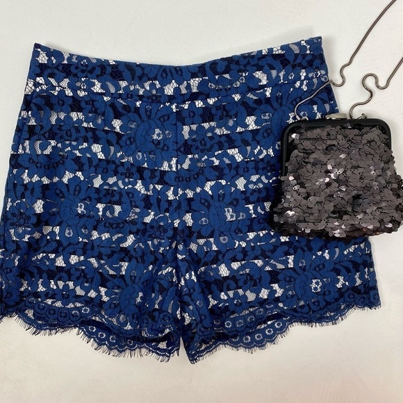 Anthro Cartonnier Blue Lace Shorts size 0 - Picture 2 of 10